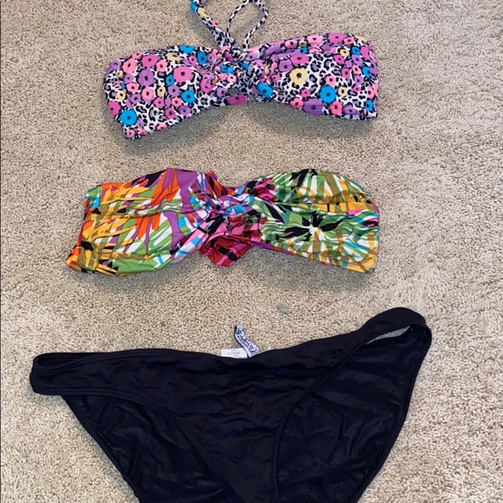 Mix and Match Colorful bikini tops w black bottom